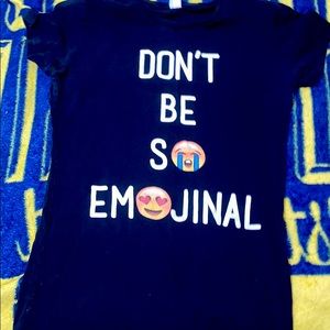 A crew neck t with white letters